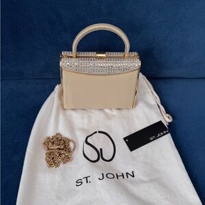 St. John‎ Vintage Mini top Handle Gold Evening Bag .